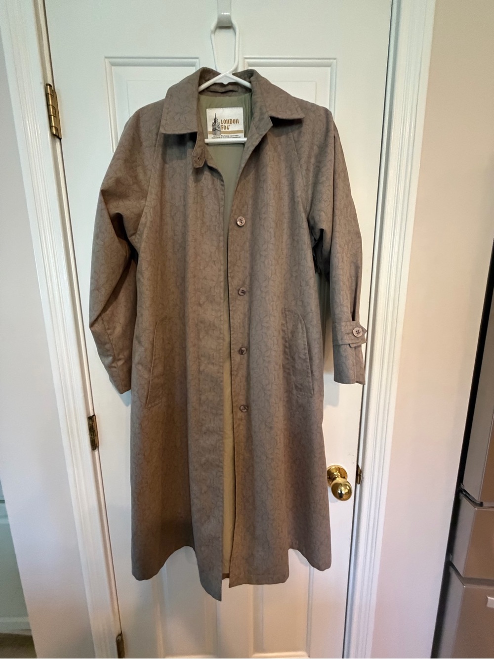 Vintage London Fog taupe / floral design trench by Wamsutta